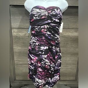Multi-Colored Spandex Strapless Dress
